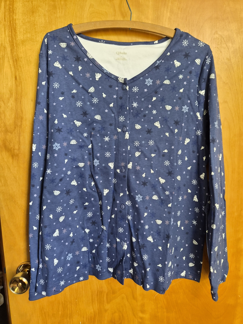 CJ Banks Navy Blue Snowflake Pajama Set